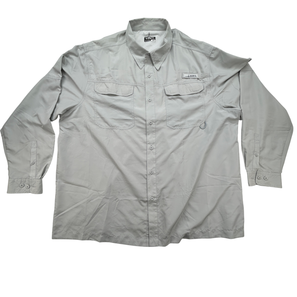 Habit Shirt Mens 2XL TS1361 Dusk Gray Solar Factor 40+ Vented Fishing Outdoor